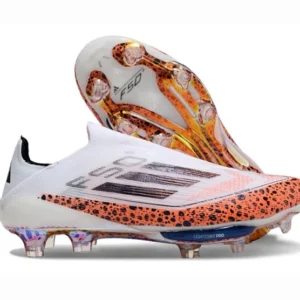Adidas F50+ Lightstrike Pro Laceless FG Firm Ground Soccer Cleats - White/Leopar