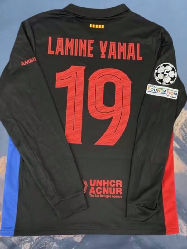24 25 Barca Away Black No.19 Yamal Long Sleeve Soccer Jerseys