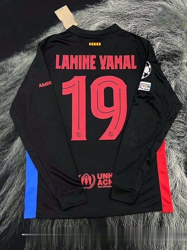 24 25 Barca Away Black No.19 Yamal Long Sleeve Soccer Jerseys