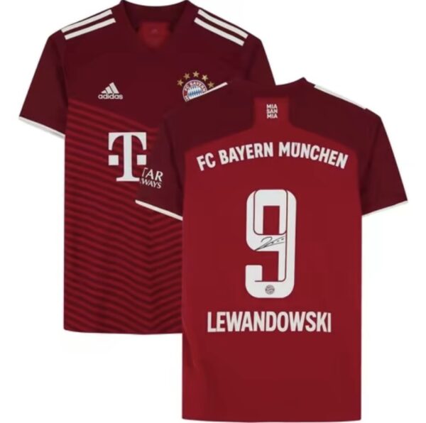 Robert Lewandowski Bayern Munich AutographedAdidas 2021 -2022 Red Jersey-Fanatics AuthenticCertified-Soccer Memorabilia