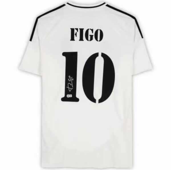 Luis Figo Real Madrid Autographed 2024-25 White Home Adidas versev-BAS-Fanatics Authentic Certified-Soccer Memorabilia
