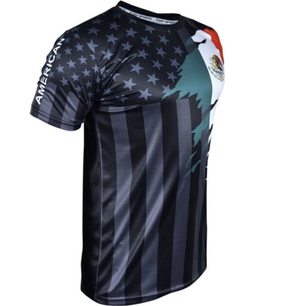 Fury Mexico and USA Flag Mix Soccer Jersey.Mexico Shirt black