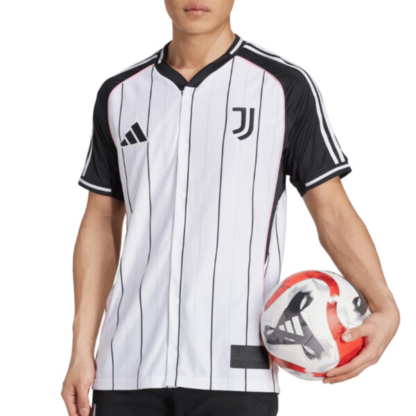 25/26 Men's Juventus Short-Sleeved Baseball Shirt Football Jersey Stripes White