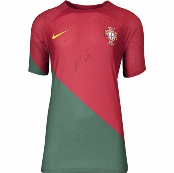 Bruno Fernandes Portugal National Team Autographed 2022-23 Home Jersey-Front Signed-Fanatics Authentic Certified-Soccer Memorabilia