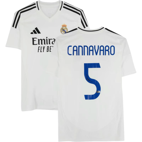 Fabio Cannavaro Real Madrid Autographed 2024-25 White Home Adidas Jersey - BAS - Fanatics Authentic Certified - Soccer Memorabilia