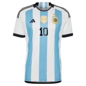 IN HAND WORLD CUP MESSI ARGENTINA NATIONAL TEAM ADIDAS 2022 WINNERS JERSEY