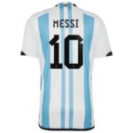 IN HAND WORLD CUP MESSI ARGENTINA NATIONAL TEAM ADIDAS 2022 WINNERS JERSEY
