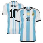 IN HAND WORLD CUP MESSI ARGENTINA NATIONAL TEAM ADIDAS 2022 WINNERS JERSEY
